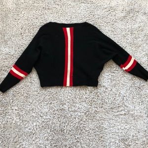 Black and red stripe cropped sweater